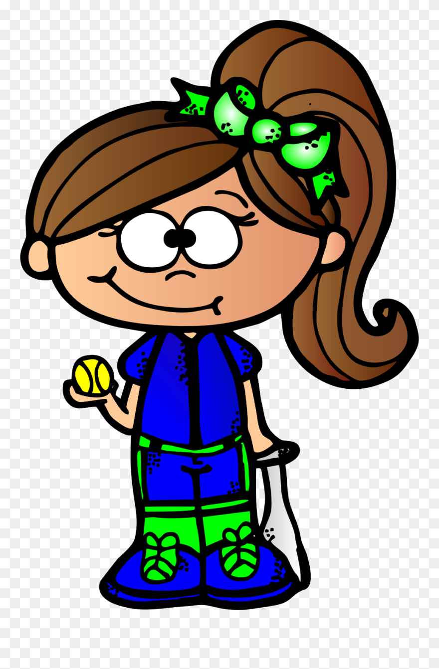 Softball Time Softball Clipart Freebie - Softball Girl Clipart Cartoon - Png Download