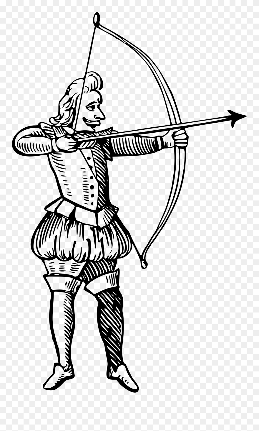 Archer Clipart Youth Archery - Hunter With Bow And Arrow Drawing - Png Download