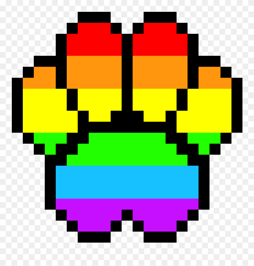 Tigers Paw Rainboz - Pixel Art Paw Print Clipart
