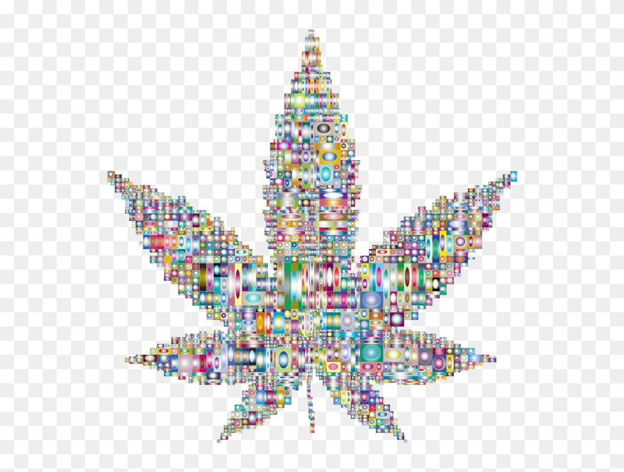 Elliptical Rectangles Marijuana Leaf Prismatic - Marijuana Png Clipart