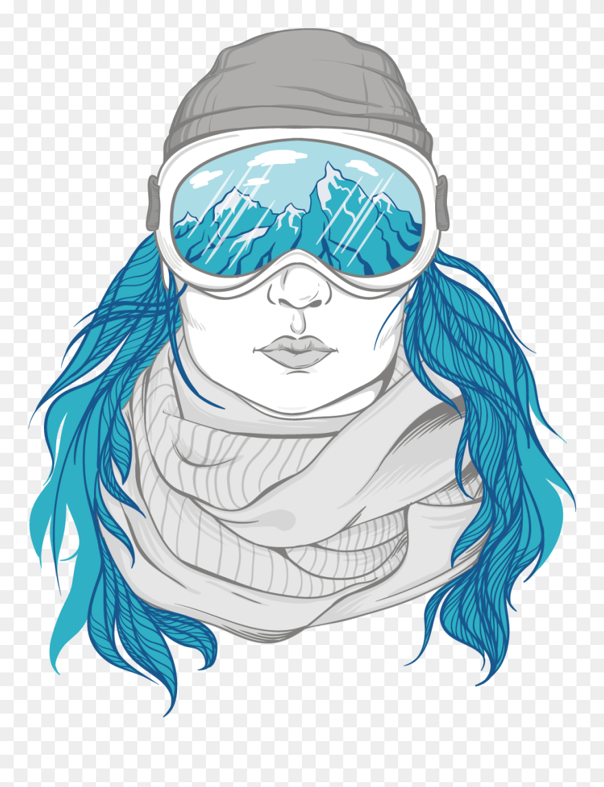 Winter Of Illustration Snowboarding Influx Women Clipart - Snowboarder Face Drawing - Png Download