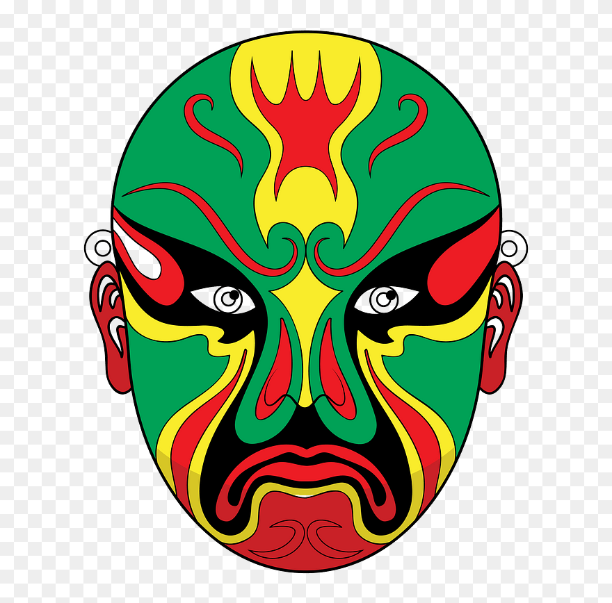Vert Masque D"opéra Chinois Clipart - Chinese Mask Clipart Png Transparent Png