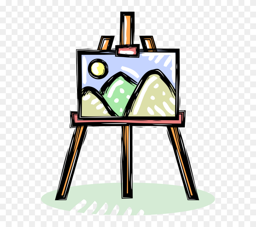 Vector Illustration Of Visual Arts Artist"s Easel With Clipart