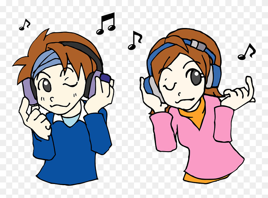 Couple Music Headphone Clipart - Png Download