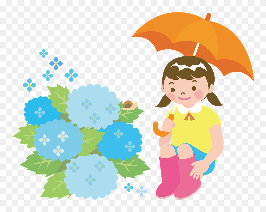 Snail Child Girl Hydrangea Clipart - 花 を 見 て いる イラスト - Png Download
