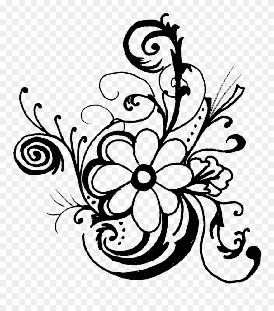 #filligree #swirls #decoration #illustration #flowers - Black & White Flowers Clipart