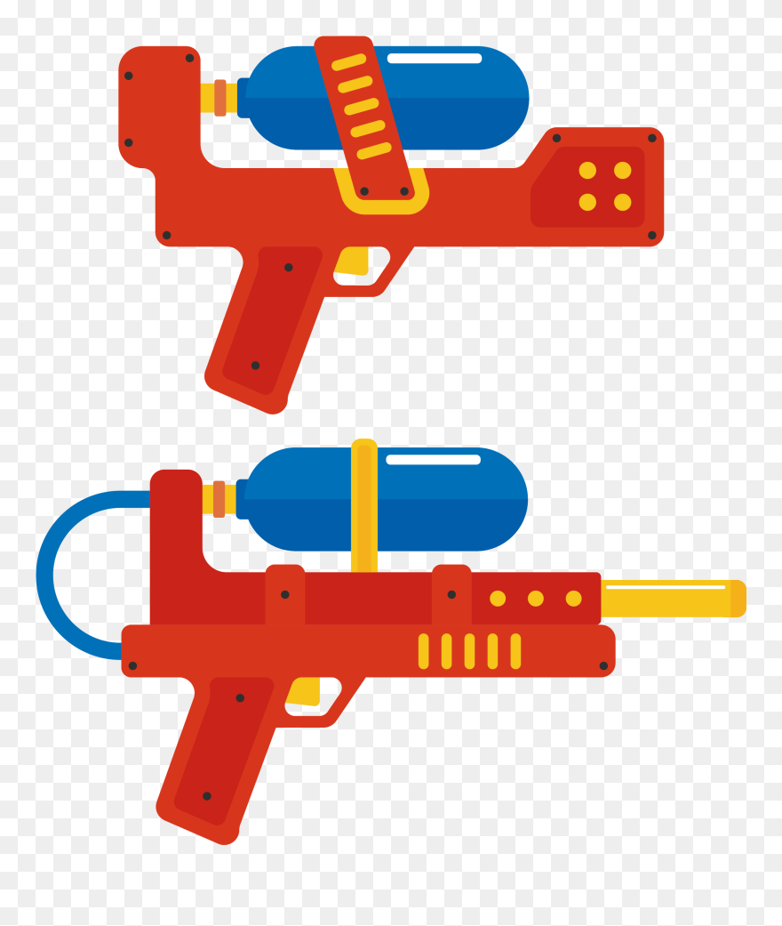 Vector Orange Toy Gun Png Download - Water Gun Vector Art Clipart