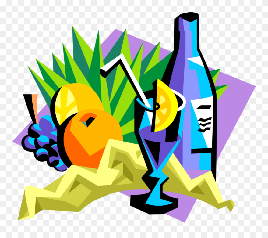 Vector Illustration Of Tropical Fruit Drink With Citrus Clipart