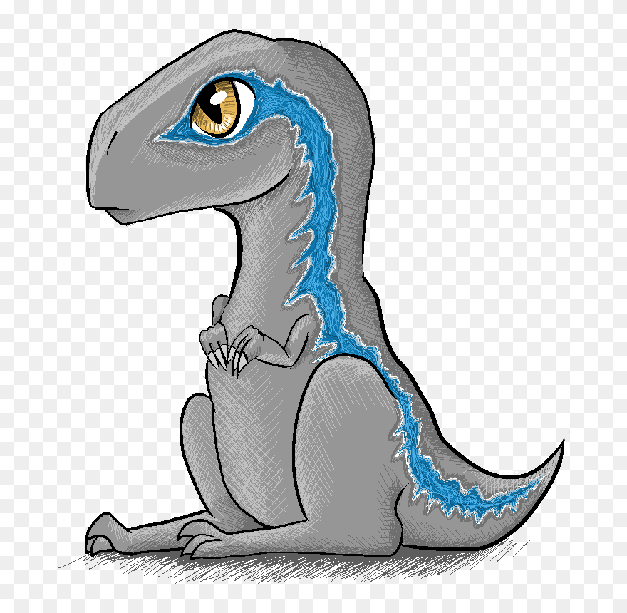 Png Free Library Velociraptor Deinonychus Child Robot - Drawing Blue The Raptor Clipart