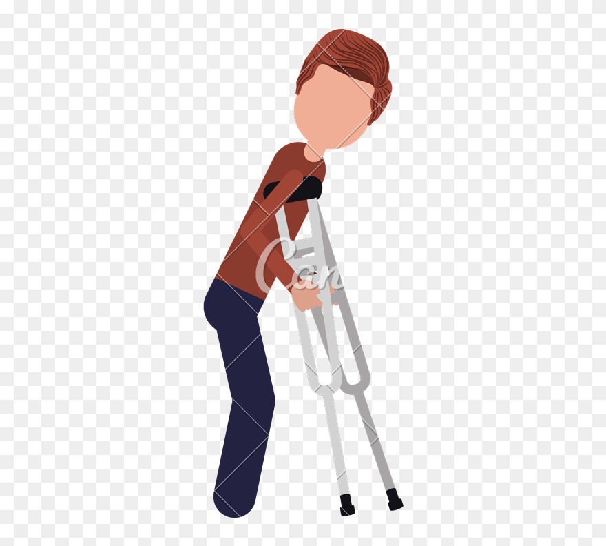 Clip Buttons Crutch - Crutches Person Png Cartoon Transparent Png