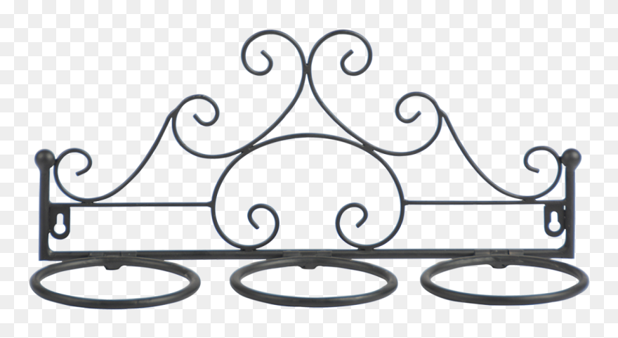 Flower Pot Holder Triple - Kovácsoltvas Fali Virágtartó Clipart