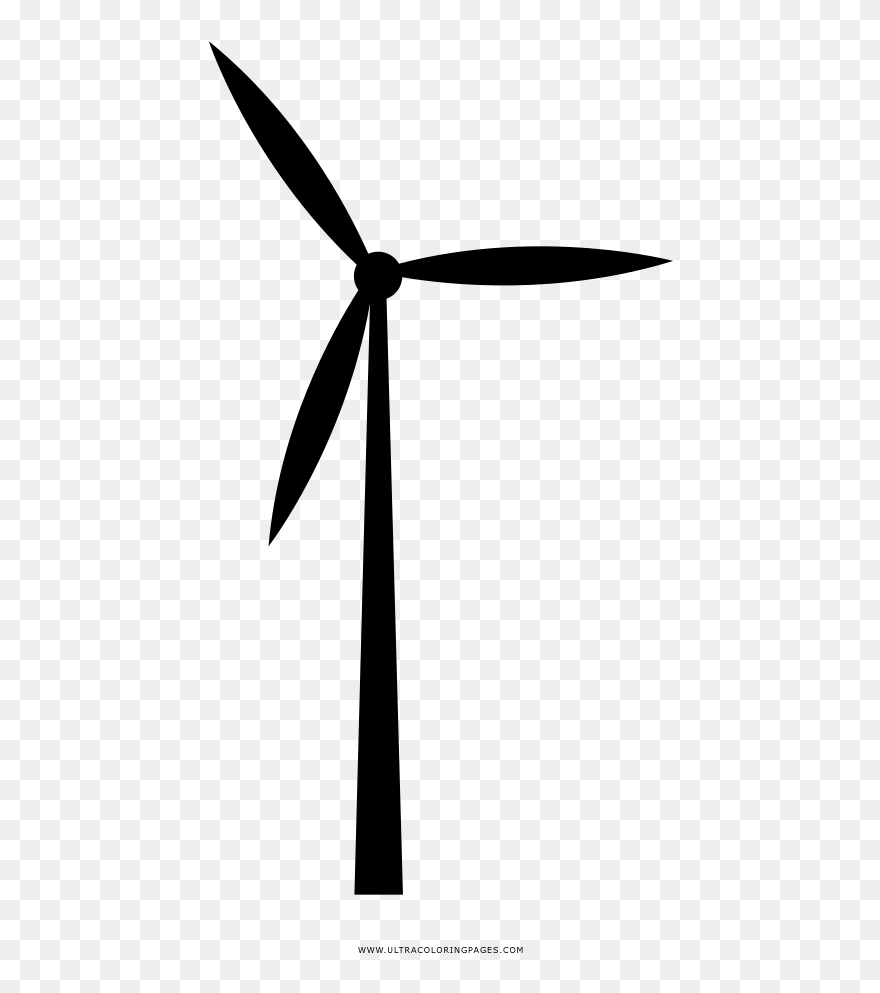 Wind Turbine Coloring Page - Silhouette Wind Turbine Png Clipart