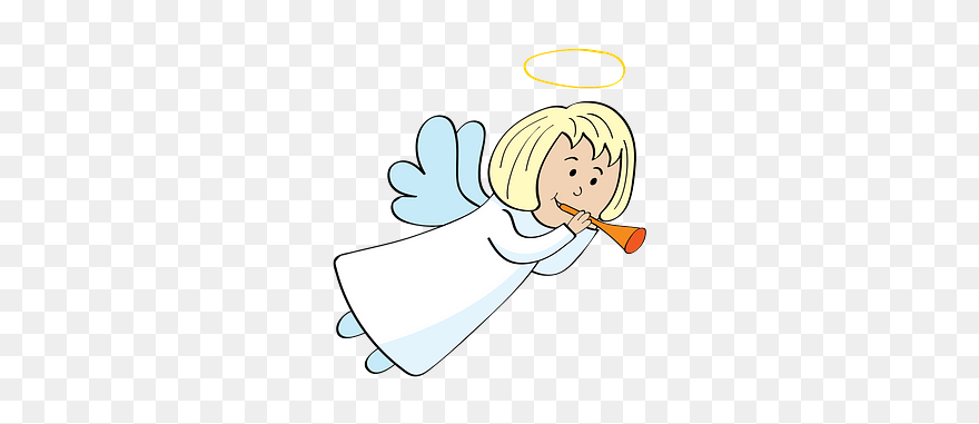Christmas Angel With A Trumpet Clipart - Cartoon - Png Download
