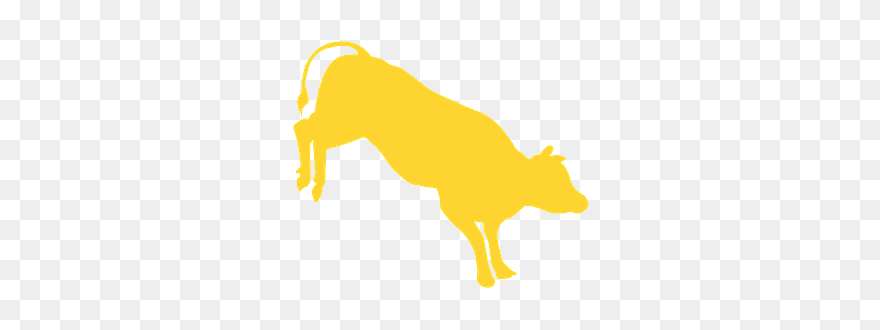 Bucking Bull Silhouette - Dog Catches Something Clipart