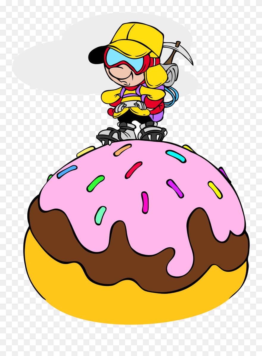 Png Cartoon Hiker On Top Of A Mountain Clipart