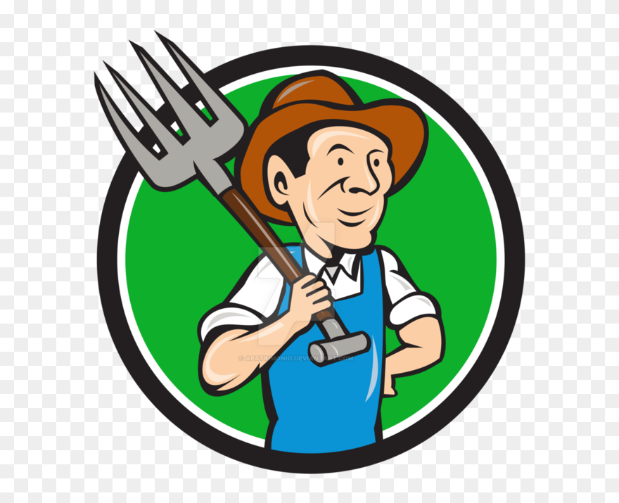 Farmer Pitchfork On Shoulder - Cartoon Image Of Pitchforks Clipart