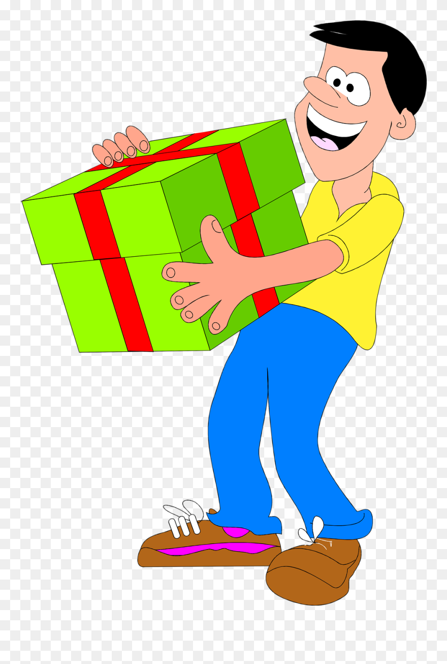 Present - Man With Gift Clipart - Png Download