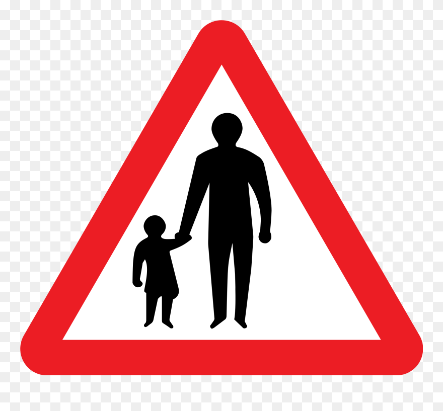 Road Sign Silhouette At - Pedestrians On The Road Sign Clipart