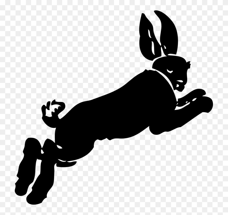 Silhouette,monochrome Photography,carnivoran - Running Rabbit Cartoon Transparent Background Clipart