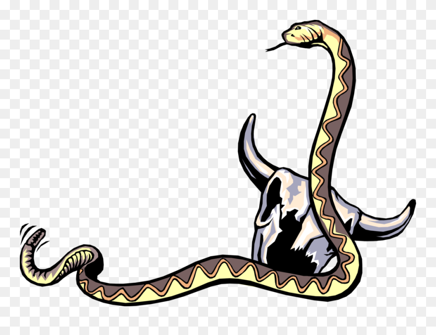 Vector Illustration Of Reptile Rattle Snake With Cattle - Rattlesnake Clipart