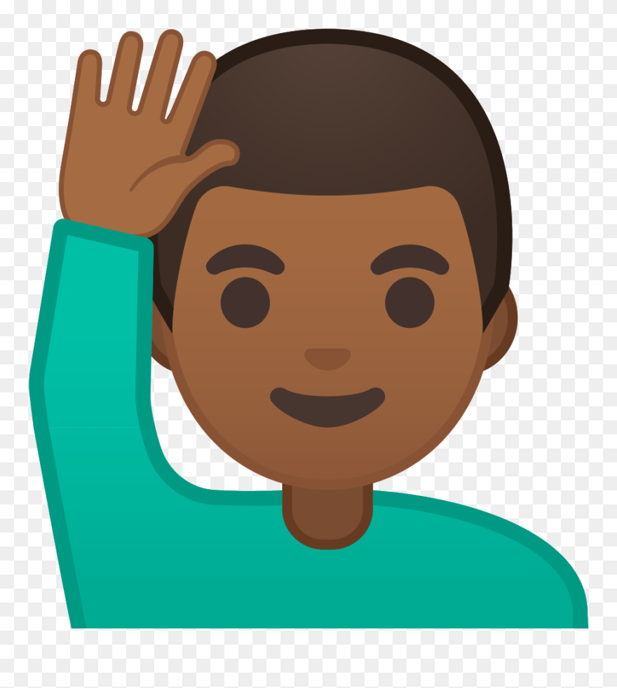 Man Raising Medium Dark - Emoji Raising Hand Clipart