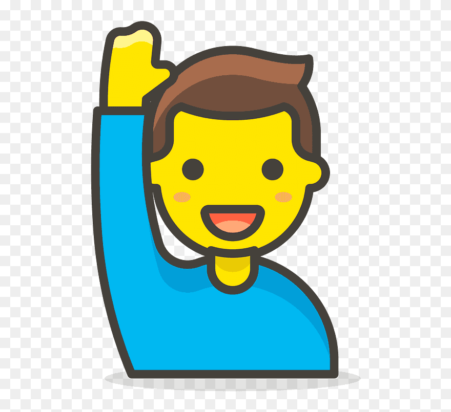 Man Raising Hand Emoji Clipart - Male Office Worker Icon - Png Download