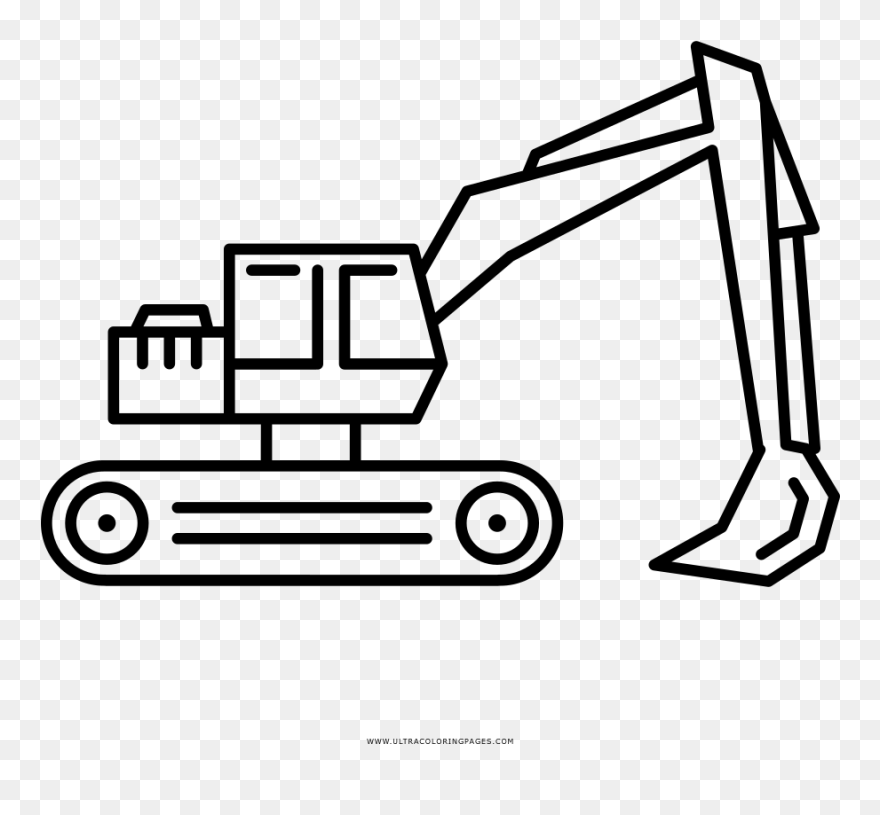 Excavator Coloring Page - White Excavator Icon Clipart