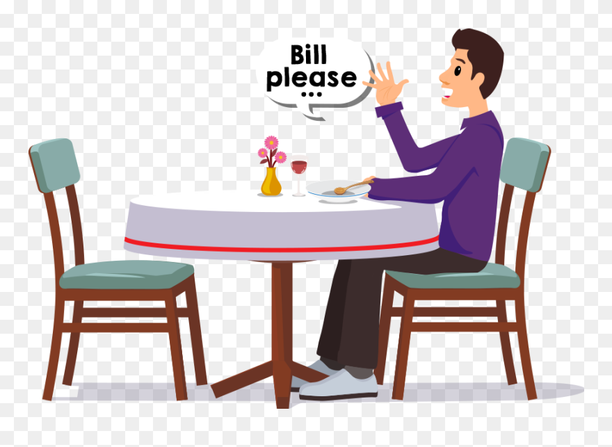 Clipart Restaurant Restaurant Cashier - Waiter And Customer Cartoon - Png Download