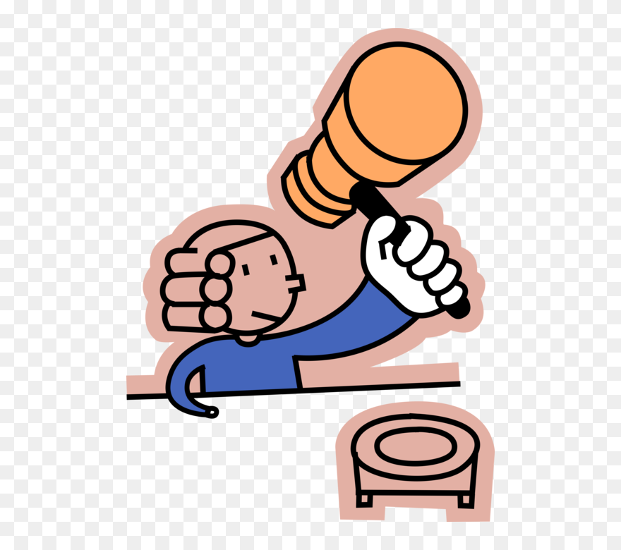 Vector Illustration Of Judicial Court Judge Bangs Gavel - Dibujos Animados De La Justicia Clipart
