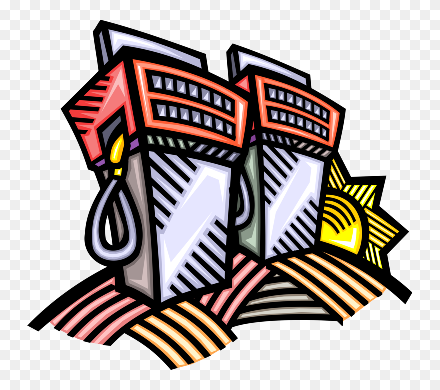 Vector Illustration Of Gasoline Petroleum Service Station Clipart