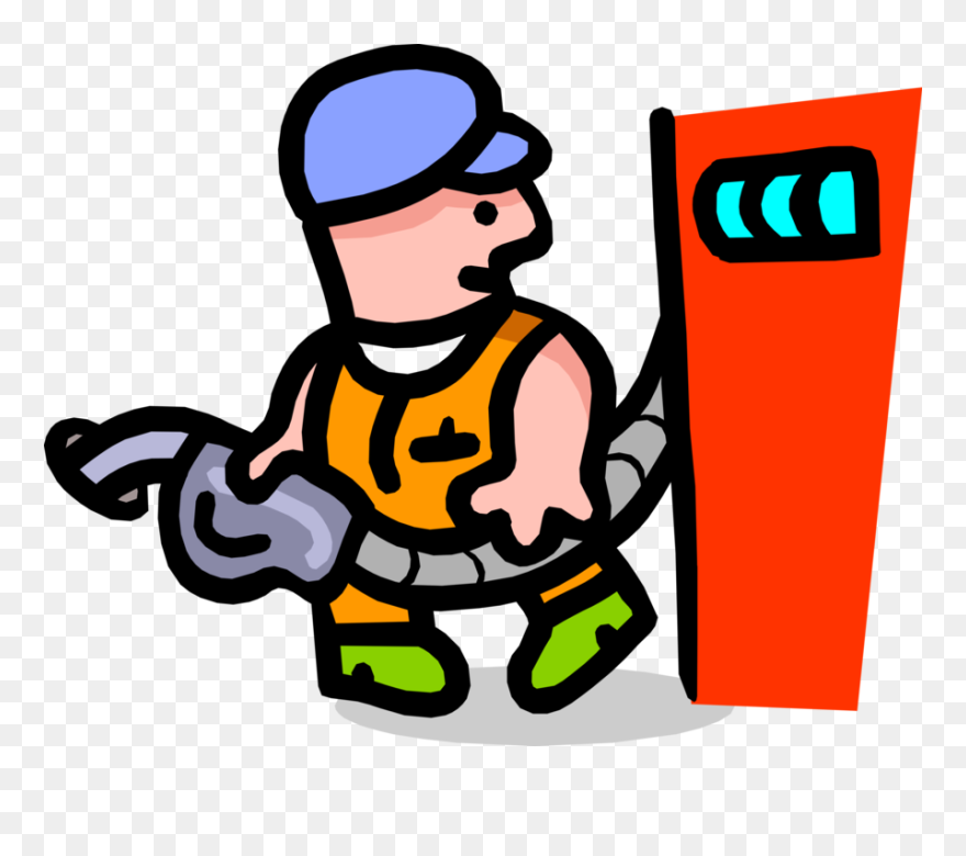 Vector Illustration Of Gas Station Service Attendant Clipart