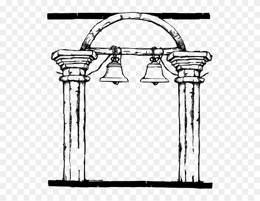 Vector Graphics Of Bell Columns Frame - Bell Under An Arch With Columns Clipart