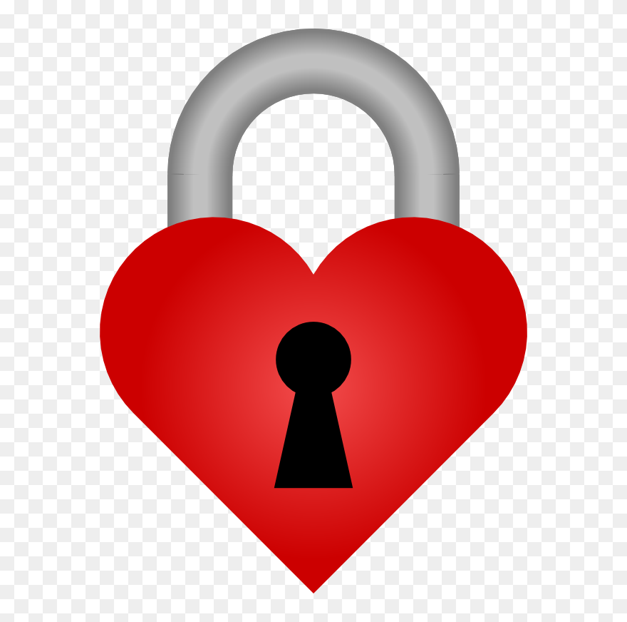 Cute - Heart With A Lock Clipart
