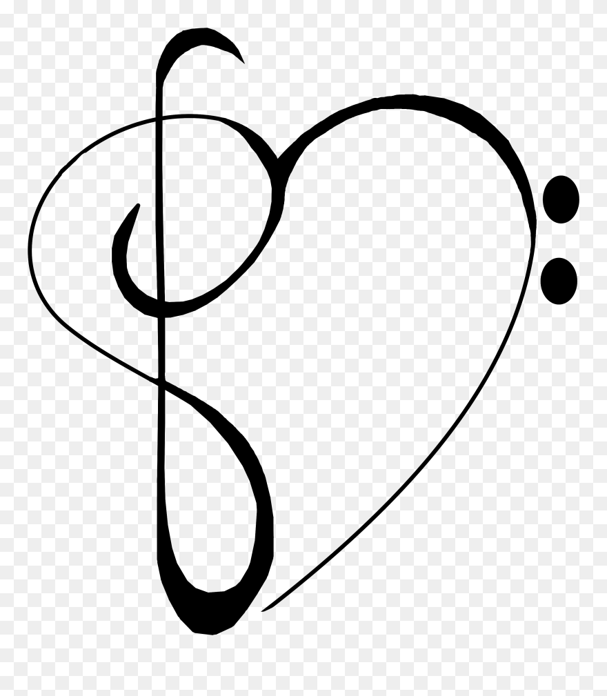 Transparent Treble Cleff Clipart - Transparent Music Heart Note - Png Download