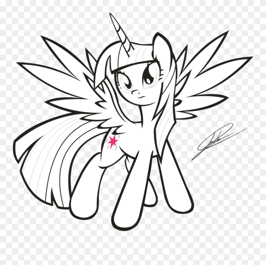 Pony Lineart Twilight Princess For Free Download - Mlp Princess Twilight Coloring Pages Clipart