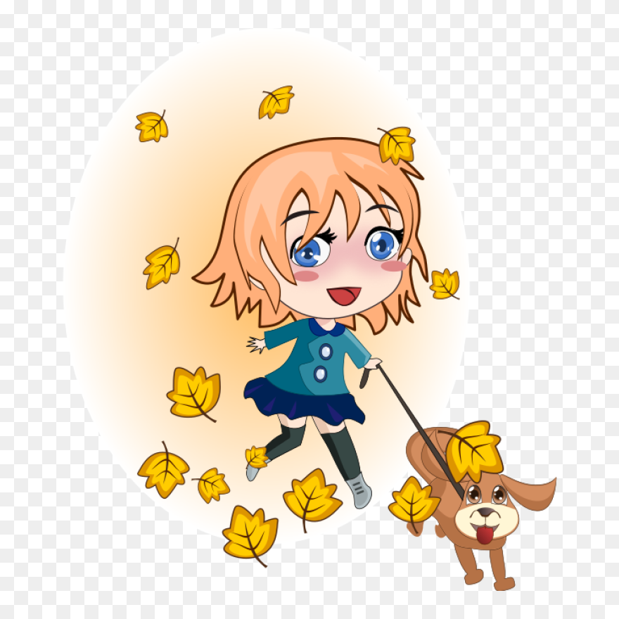 Clipart Of Girl With Dog - Png Download