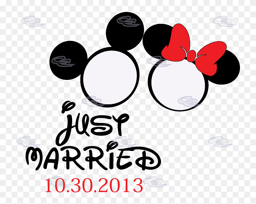 500027 Mickey Minnie Rings - Mickey And Minne Just Narried Clipart