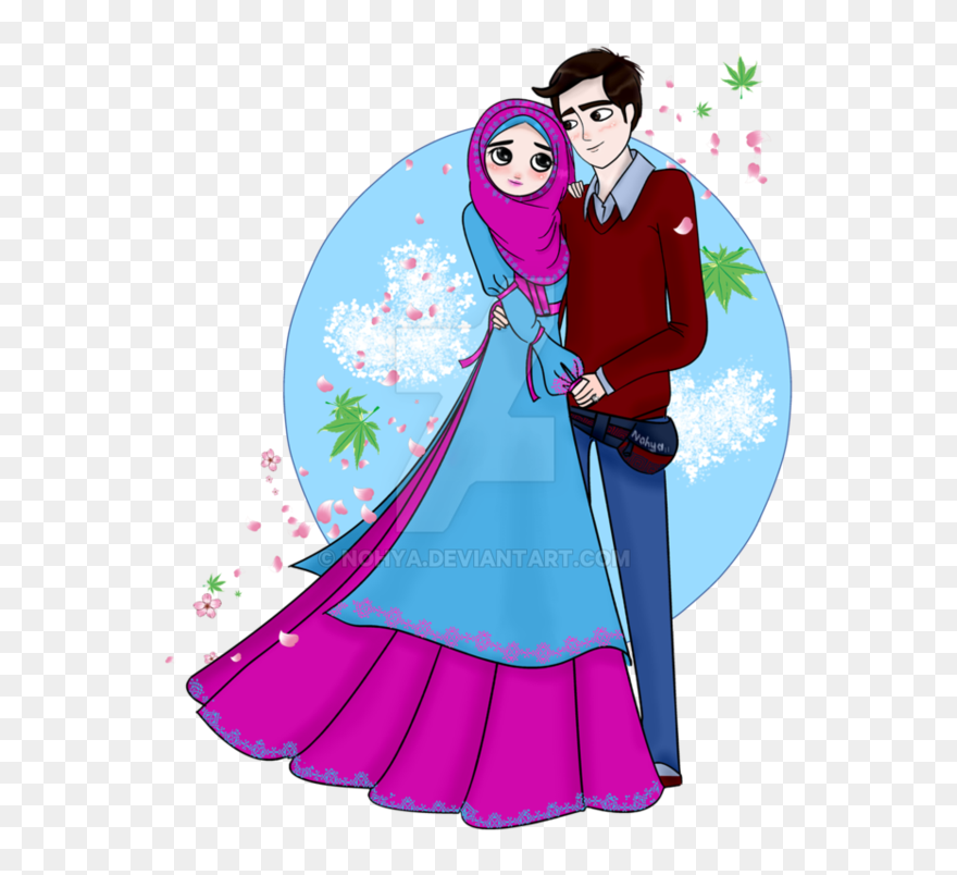 Drawing Quote Marwa, Picture - Wedding Cartoon Muslim Couple Clipart