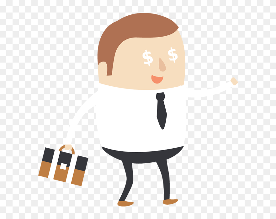 Clipart Man With Money Eyes Banner Freeuse Library - Greedy Businessman Cartoon Transparent - Png Download