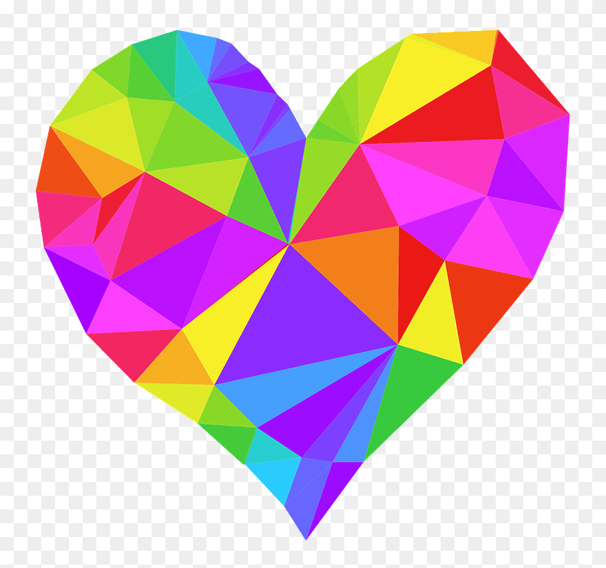 Low Poly Heart Clipart - Clip Art Tie Dye Heart - Png Download
