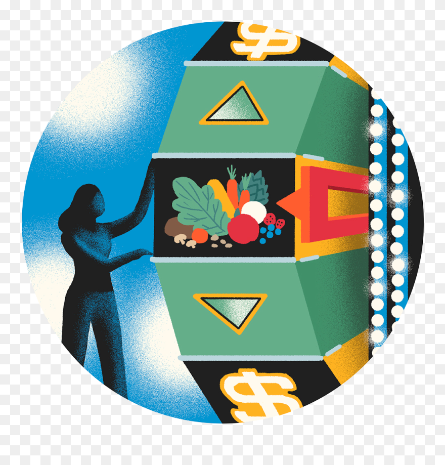 A Woman Spins A Price Wheel That Lands On A Cornucopia - Emblem Clipart