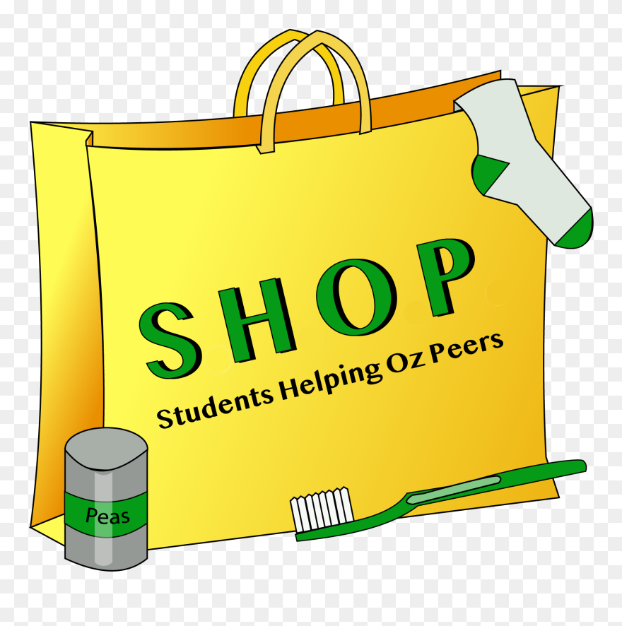 Shopping Bag With A Sock Hanging Out And A Canned Good Clipart