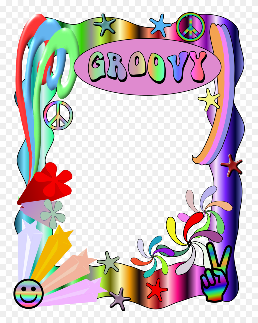 1960 1970s Clipart Clip Royalty Free Stock Download - Hippie Frame Png Transparent Png