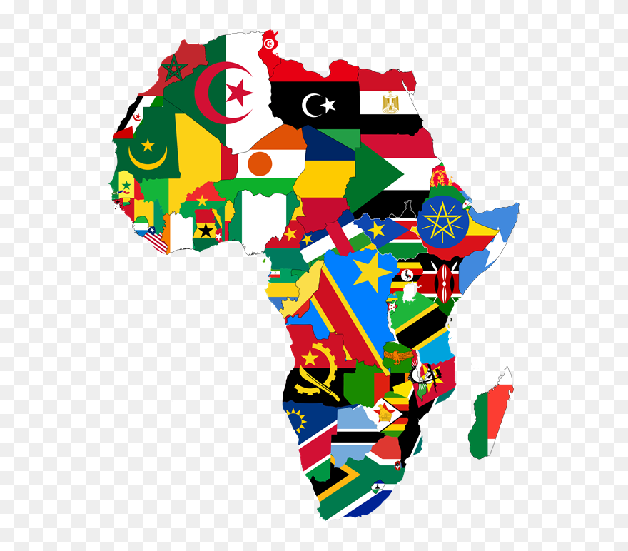 Africa Map With Flags Png Clipart