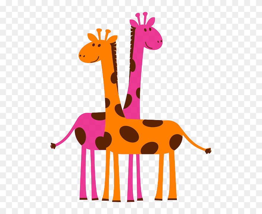 Orange And Pink Giraffe Clipart