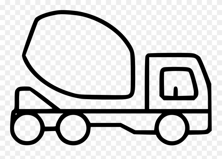 Concrete Mixer Truck Heavy Machinery Construction - Transport Truck Clipart Black And White - Png Download