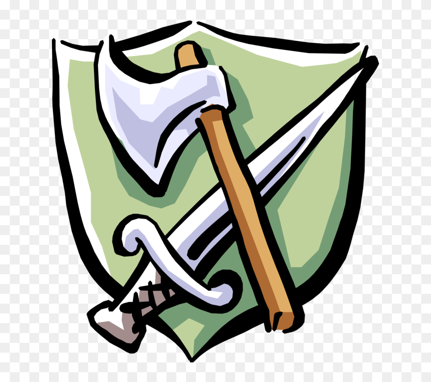 Vector Illustration Of Middle Ages Medieval Axe And - Axe And Sword Transparent Clipart