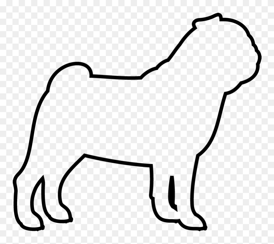 Transparent Dog Outline Png - Outline Of A Pug Clipart