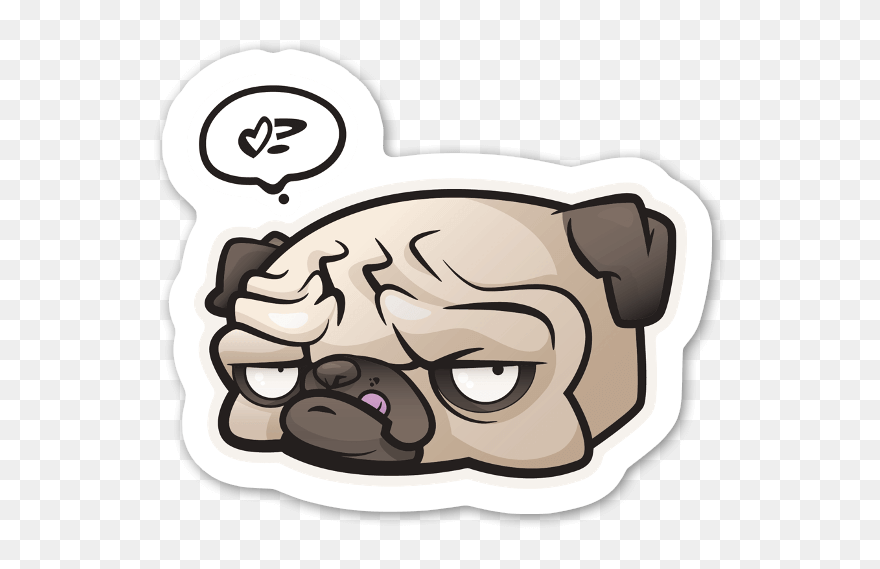 Unamused Pug Sticker - Drawing With Blob Brush Adobe Illustrator Clipart