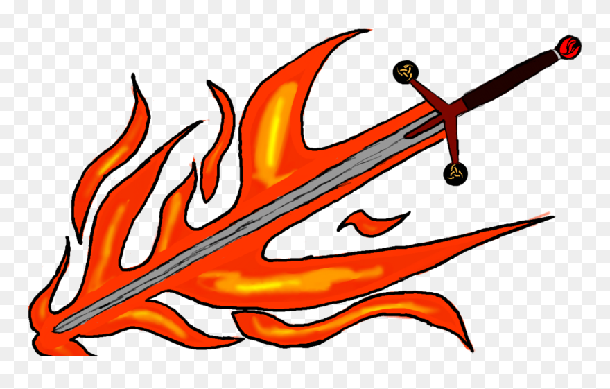 Clipart Fire Sword - Flaming Sword Clip Art - Png Download